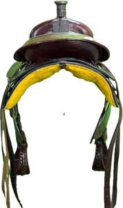 Selle de cheval western en cuir de vache, équipement de selle, siège de 14 à 16 pouces, confortable, durable, cuir véritable, couleurs personnalisables, tendance, 100% - Product Image 4