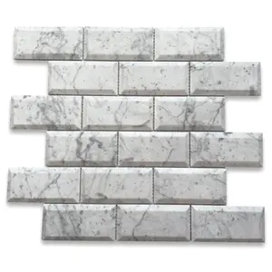 C64VXH Carrara mármol blanco Metro mosaico azulejo biselado en ángulo afilado ónix Natural Technics bloques de calcita para Villa - Product Image 1