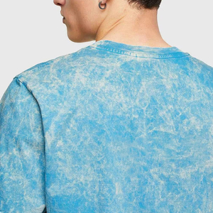 100% algodón de gran tamaño lavado con ácido Vintage camiseta desgastada Streetwear estampado cuello redondo de talla grande característica de longitud larga para hombres - Product Image 6