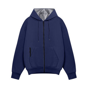 Otoño Invierno conjunto de dos piezas hombres y mujeres Casual polar cálido sólido de gran tamaño hombres cremallera chándal manga larga Deporte Sudaderas con capucha traje - Product Image 4