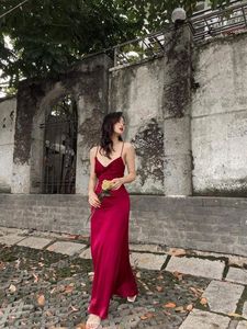 เดรสผ้าไหมแขนกุดด้านหน้าแบบบิดได้ชุดเดรสผ้าไหมยาวถึงพื้นเอวสูงสำหรับงานแต่งตอนเย็น - Product Image 6