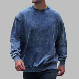 High Quality 100% Cotton Men's <b>Retro</b> Vintage Acid Washed Hoodie with Zipper Custom Embroidery Washed Design - Product Image 4