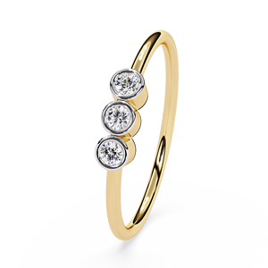 Trois diamants naturels minimalistes en or 18 carats avec sertissage clos, diamant naturel certifié IGI, bijoux, alliance, bague de fiançailles - Product Image 2
