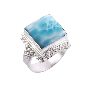 แหวนลาริมาร์สำหรับสาวๆประดับอัญมณี925แข็งทำมือเงินสเตอร์ลิงเครื่องประดับแหวน925เงินสเตอร์ลิงเครื่องประดับ - Product Image 1