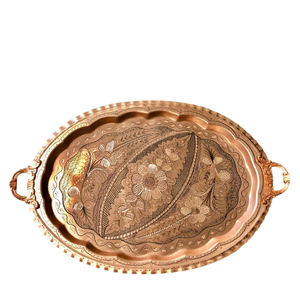 Plateau de service carré en cuivre fait à la main, plateau décoratif pour la maison et la cuisine, base de plante en cuivre massif pur, décoration de la maison, cadeau - Product Image 2