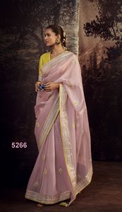 Dernier Designer Pure Organza Tissu Soie Broderie Travail Fantaisie Saree - Product Image 4
