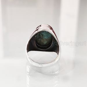 Anillo de Plata de Ley 925 para Hombre con Turquesa Natural de Arizona, Gema del Mes de Nacimiento de Diciembre, Estilo Otomano, Joyería de Regalo de Navidad - Product Image 6