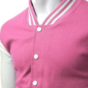 Vestes d'université blanche rose clair de haute qualité à col montant Logo personnalisé Baseball Letterman Vente en gros d'usine de style High Street - Product Image 4