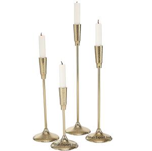 Bougeoirs coniques dorés en métal de conception martelée pour la maison salon 7 chandelles décoratives de table de mariage - Product Image 5