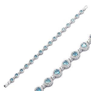 Delicada amatista forma redonda CZ piedra 925 Plata tenis pulsera joyería fina hecha a mano turca al por mayor - Product Image 1