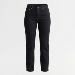 Jeans en denim slim droit pour femmes, jambe droite, coupe ajustée, style décontracté, pantalon en denim, mode féminine, streetwear tendance, bas - Product Image 1
