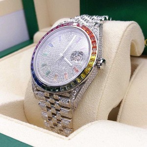 Coloré VVS Moissanite Diamant Index Cadran Mécanique Automatique Glacé Montre-Bracelet Hip Hop Bling Clouté Mode Au Meilleur Prix - Product Image 4