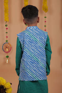 Pijama moderno de algodón para niños Kurta con media chaqueta para bodas y fiestas para exportación (1-12 años) - Product Image 4