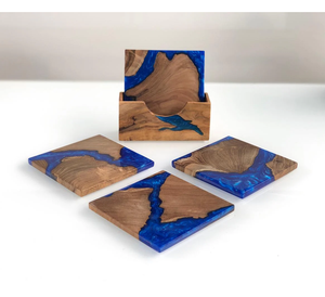 Dessous de verre en bois de résine époxy forme hexagonale décoration de la maison en bois sous-verres de tasse à boire faits à la main meilleure vente - Product Image 3