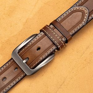 Ceinture en cuir de vache véritable brun faite à la main avec boucle en alliage écologique pour un usage décontracté et formel - Product Image 2