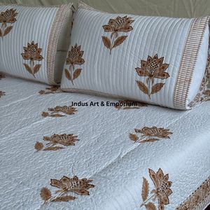 Wholesale Eco-Friendly Knitted Hand Block Printed Cotton <b>Quilted</b> Bedspreads Bedcover - Product Image 4