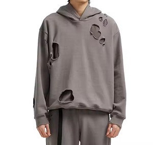 Raw Hem Sun Faded Hoodie confortable porter séchage rapide anti boulochage Nouveaux sweats à capuche élégants en coton biologique mélangé pour des vêtements décontractés - Product Image 2