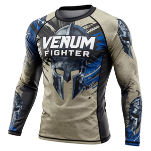 เสื้อรัดกล้ามเนื้อ MMA คุณภาพสูง ชุดว่ายน้ำ BJJ ป้องกันรังสียูวี ผลิตตามสั่ง เป็นมิตรกับสิ่งแวดล้อม ป้องกันแบคทีเรีย แห้งเร็ว เสื้อรัดกล้ามเนื้อ Venum Fighter - Product Image 3