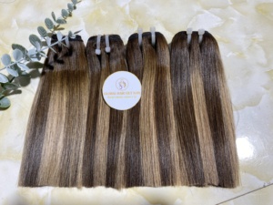 Piano Highlight 100g os droit Double dessiné couleur mélangée brut cheveux humains armure faisceau extensions de cheveux - Product Image 3