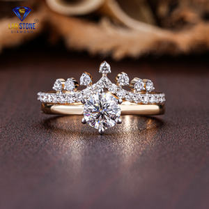 0.857 TDW Anillo de oro amarillo con diamantes de corte redondo de Lab-Stone / Shine With a Diamonds/Color DE LA EF-VS - Product Image 1