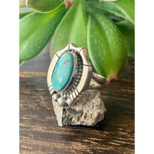 Bague Sheila Becenti Royston en turquoise et argent sterling, sertie de pierres, plaqué or rose, acier inoxydable, taille 5.25, cadeau idéal - Product Image 4