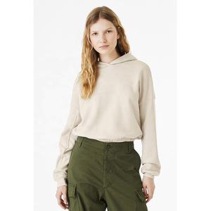 SUDADERA CON CAPUCHA DE FONDO CINCHED PARA MUJER FWD Estilo de moda algodón más suave dobladillo elástico de gran tamaño Sudadera con capucha de longitud media Suéter transpirable - Product Image 3