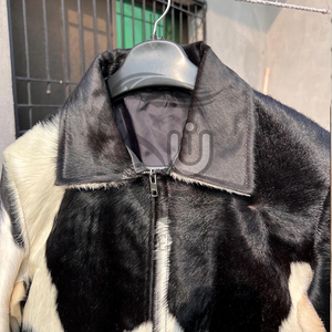Natural Hair-On-Hide Cow Skin Leather <b>Biker</b> <b>Jacket</b>-Premium Quality Heated Breathable Windproof Winter Coat - Product Image 3