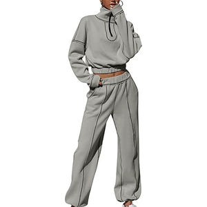 <b>Women</b> Jogging <b>Sweat</b> Suits Custom Jogger Tracksuit Set Half Zip Pullover Sweatshirt Joggers <b>Pants</b> <b>Women</b> Tracksuit Set - Product Image 1