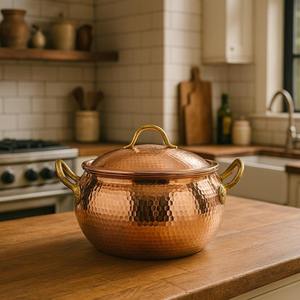 Ensemble de 3 casseroles en cuivre martelé, parfaites pour les rassemblements familiaux, les événements et les occasions spéciales, provenance d'Inde - Product Image 4