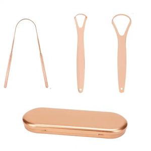 Grattoir d'hygiène buccale polyvalent de qualité supérieure Nettoyant pour langue en cuivre rouge durable Dentisterie professionnelle Langue en cuivre or rose - Product Image 1