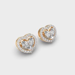 1.6ct Lab Grown Diamond Poire et Round Cut Stud Boucles d'oreilles avec VS Clarity EF Color en or 14K Heart Design pour femmes Bijoux - Product Image 2