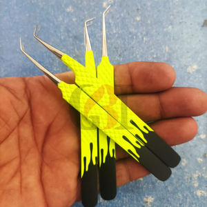 Pinzas de extensión de pestañas de acero inoxidable de 45 y 90 grados con revestimiento en polvo de doble Color de alta calidad, herramientas de belleza con logotipo personalizado - Product Image 2