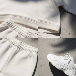 Ensemble femme en coton épais personnalisé, coupe ajustée, haut à manches longues, pantalon droit uni, streetwear d'été - Product Image 6