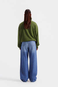 OEM Custom <b>Women's</b> Winter Oversized Relaxed Fit Athleisure Pullover Warm High Collar green <b>sweatshirt</b> Casual Outerwear - Product Image 2