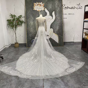 Jancember LSSG153 Vestido de Novia de Lujo con Lentejuelas, Estilo Sirena, con Apliques de Cuentas, Corte Trompeta, con Brillo, para Boda/Catédrala - Product Image 3