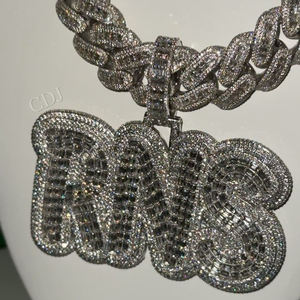 Pendentif Hip Hop Moissanite Argent Sterling 925 Plaqué Or GRA VVS Bijoux fins pour hommes personnalisés - Product Image 1