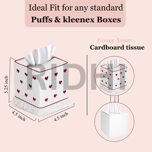 ปลอกกล่องกระดาษทิชชูปักลายหัวใจสีแดง Ridhi ลายพิมพ์บล็อกด้วยมือ คลาสสิก ทนทาน ที่ใส่กระดาษเช็ดปาก เป็นมิตรกับสิ่งแวดล้อม สำหรับใช้ในบ้านและโรงแรม - Product Image 3