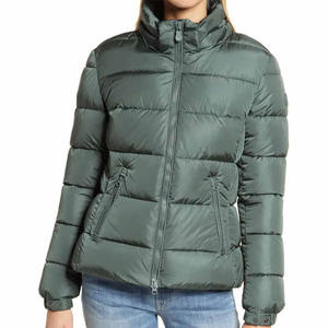 Veste matelassée à col montant et à capuche de style streetwear avec logo personnalisé pour femmes, disponible en OEM, vêtements d'extérieur tendance pour l'hiver - Product Image 1