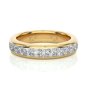 Anillo de Compromiso de Media Banda de Oro Sólido de 14K con Corte Princesa, Claridad VVS, Color F, con Anillo de Diamantes de Alta Calidad - Product Image 6