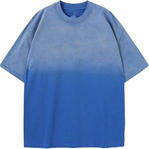 Camiseta Azul 100% Algodón con Lavado Ácido para Hombre, Corte Holgado, Estilo Urbano, Logotipo Personalizado, Precio al por Mayor, Nueva Camiseta con Lavado Ácido para Hombre - Product Image 1