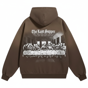 Sweat à capuche pour homme en molleton de luxe personnalisé, broderie solide, streetwear, 100% coton, vintage, surdimensionné, délavé à l'acide, délavé au soleil, usé - Product Image 2