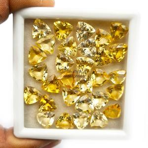 6mm <b>Citrine</b> Trillion Cut Faceted Loose Gemstones Natural <b>Citrine</b> Stone Calibrated Beads for <b>Earrings</b> Making At Wholesaler Price - Product Image 4