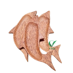 Platos de servicio de madera de coco natural hechos a mano, vajilla ecológica de Vietnam, proveedor al por mayor, plato de cena de forma personalizada - Product Image 4