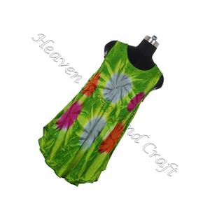 Indian Rayon Tie Dye Designer Kurta Ethnique Dames Robe attrayante tie dye longue ouverte maxi robe pour dames sans manches 100% rayonne - Product Image 1
