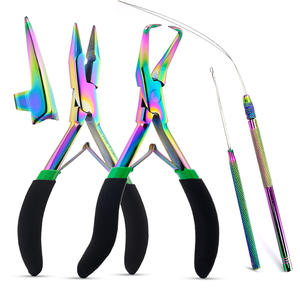 Herramientas de extensión de cabello de acero inoxidable Microbead Closer y Remover Alicates Enhebrador de cuentas para el cabello Anillo de seccionamiento Gancho para tirar del cabello - Product Image 1