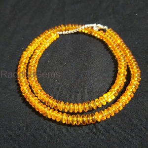 Collier en perles de citrine jaune 8 mm Perles rondes lisses Perles de citrine hydro Collier bohème hippie Chaîne à crochet en argent sterling - Product Image 3