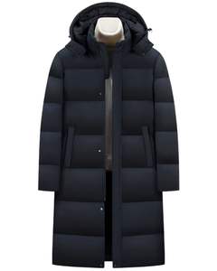 Veste longue matelassée noire personnalisée à capuche, style doudoune d'hiver, manteau épais matelassé, vêtement d'extérieur chaud et isolé, fabricant OEM personnalisé - Product Image 1