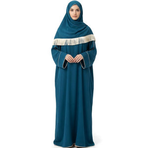 Robe de prière simple pour femmes, longue, tenue de prière musulmane, tenue islamique modeste avec couvre-chef pour la prière quotidienne - Product Image 1