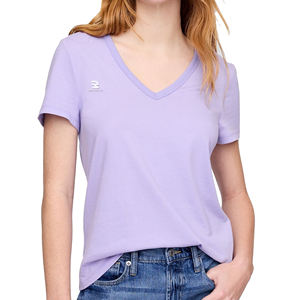 T-shirt col en V profond coupe ample haut femmes Streetwear léger col en V t-shirt filles été à manches courtes col en v t-shirts dames - Product Image 1