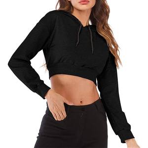Nouveaux sweats à capuche courts pour femmes, design personnalisé, haute qualité, avec impression personnalisée, tissu polaire, prix de gros pour femmes - Product Image 5